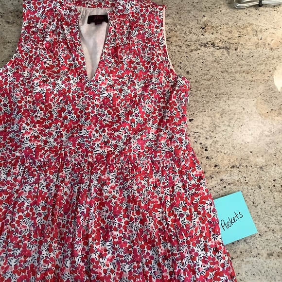 J. Crew x Liberty Fabric Red, Pink and White Sleeveless Dress Size Small - Picture 8 of 11